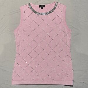 Pink Sleeveless Top with Silver Accents